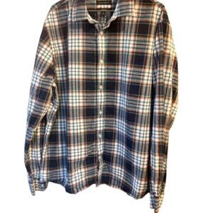 Banana Republic Navy & Rust Plaid Shirt XL